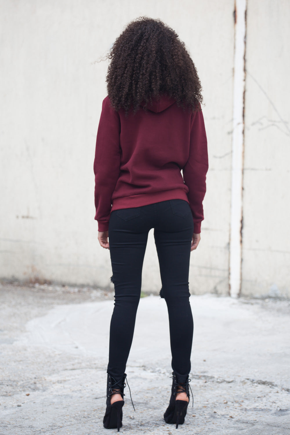 Sixth June - Sweat capuche fourrure Femme bordeaux 2165C
