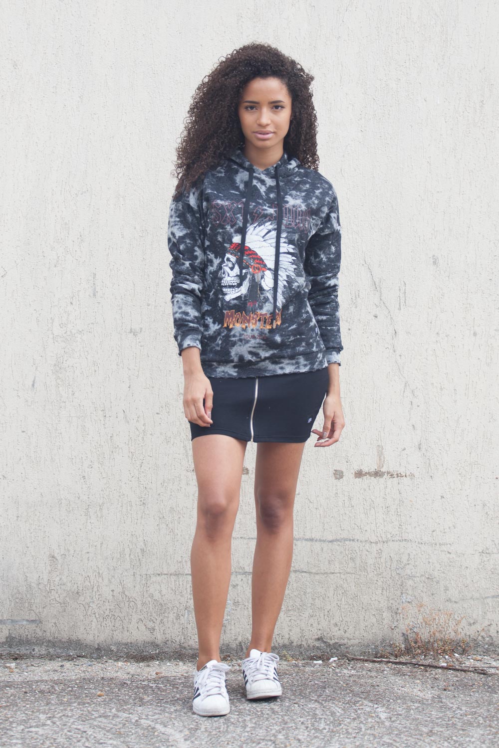 Sixth June - Sweat Monsters Femme Acid wash noir W2186VSW