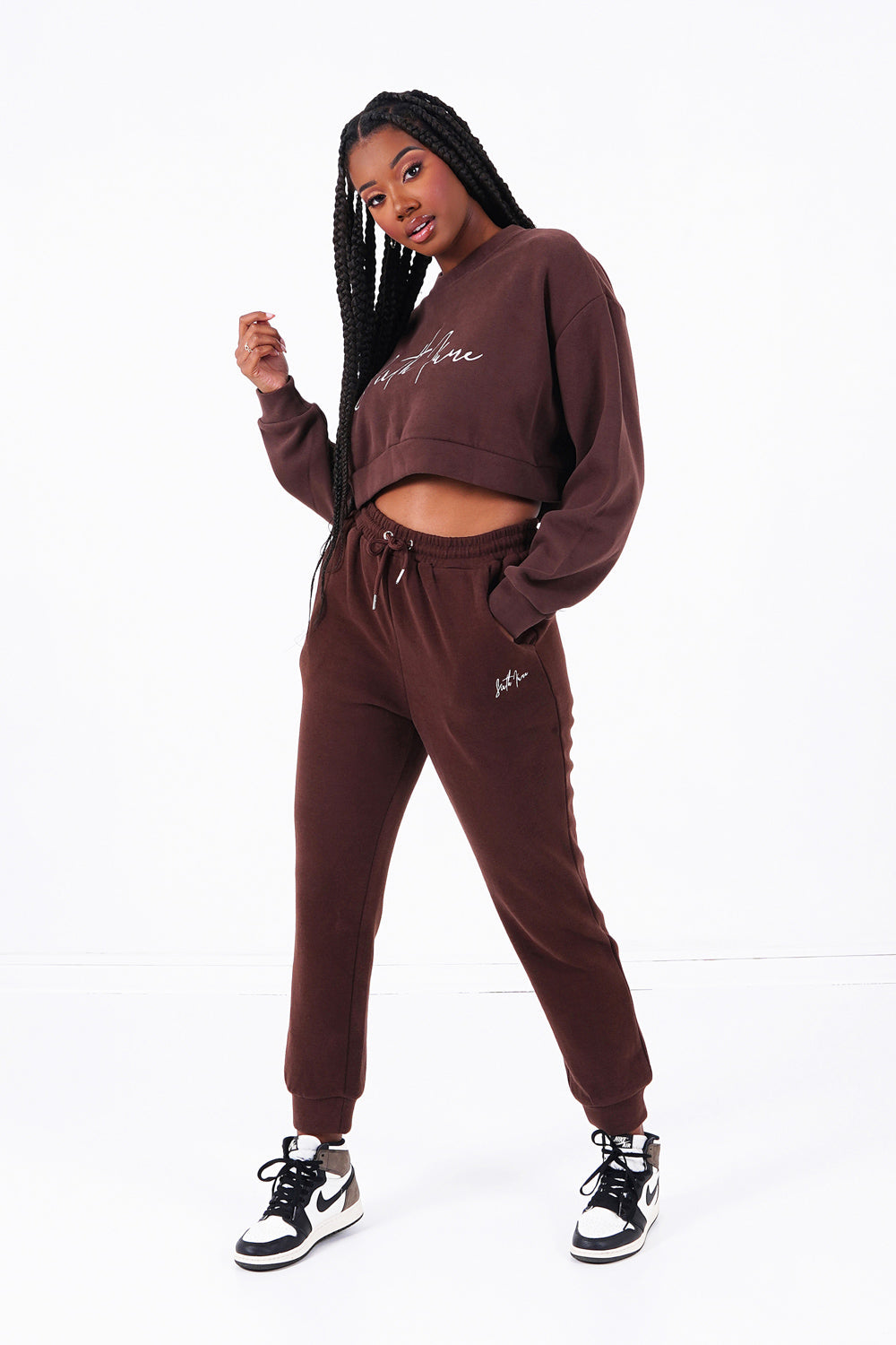 Sixth June - Sweatshirt signature molletonnée Marron foncé