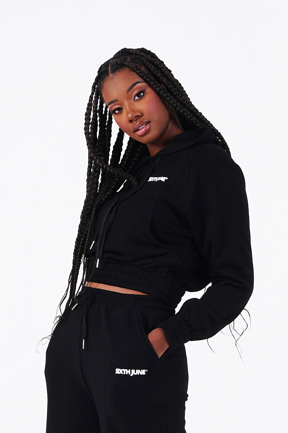Sixth June - Sweat capuche court logo Noir