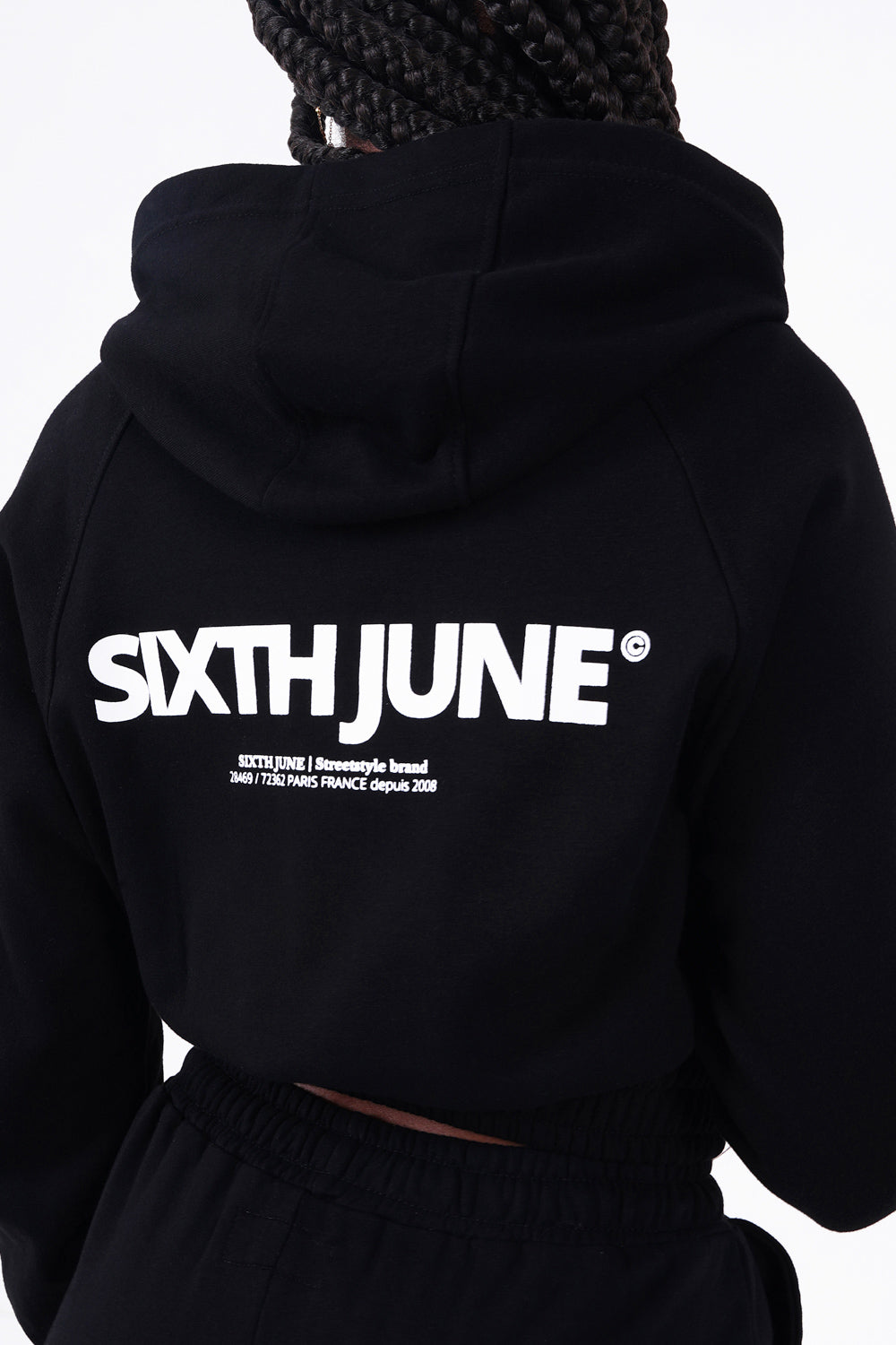 Sixth June - Sweat capuche court logo Noir