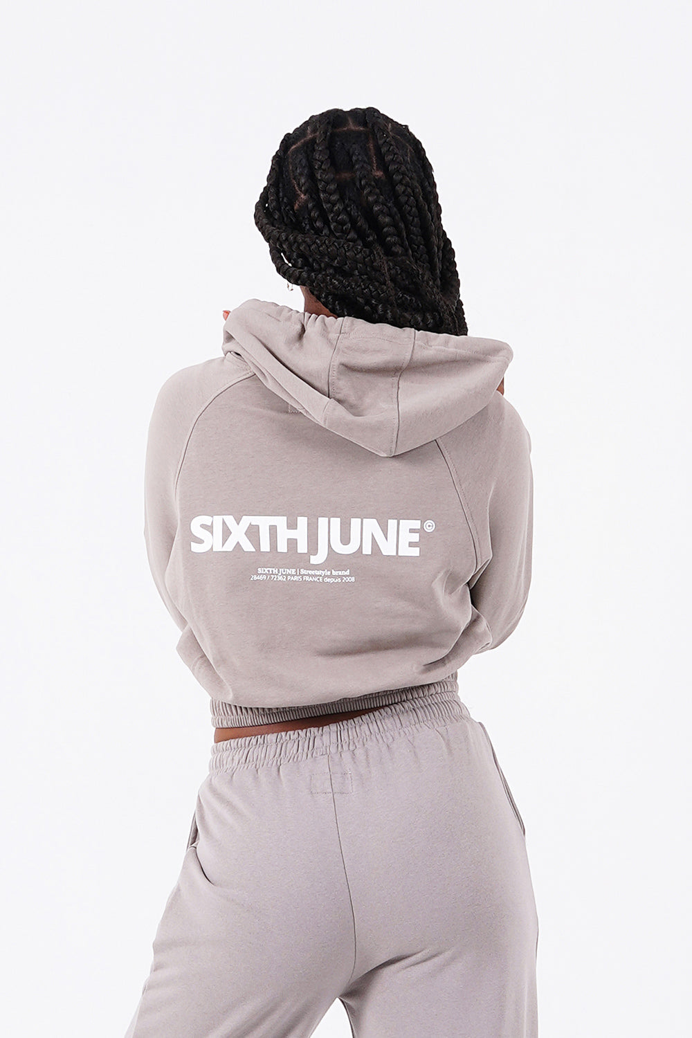 Sixth June - Sweat capuche court logo Taupe