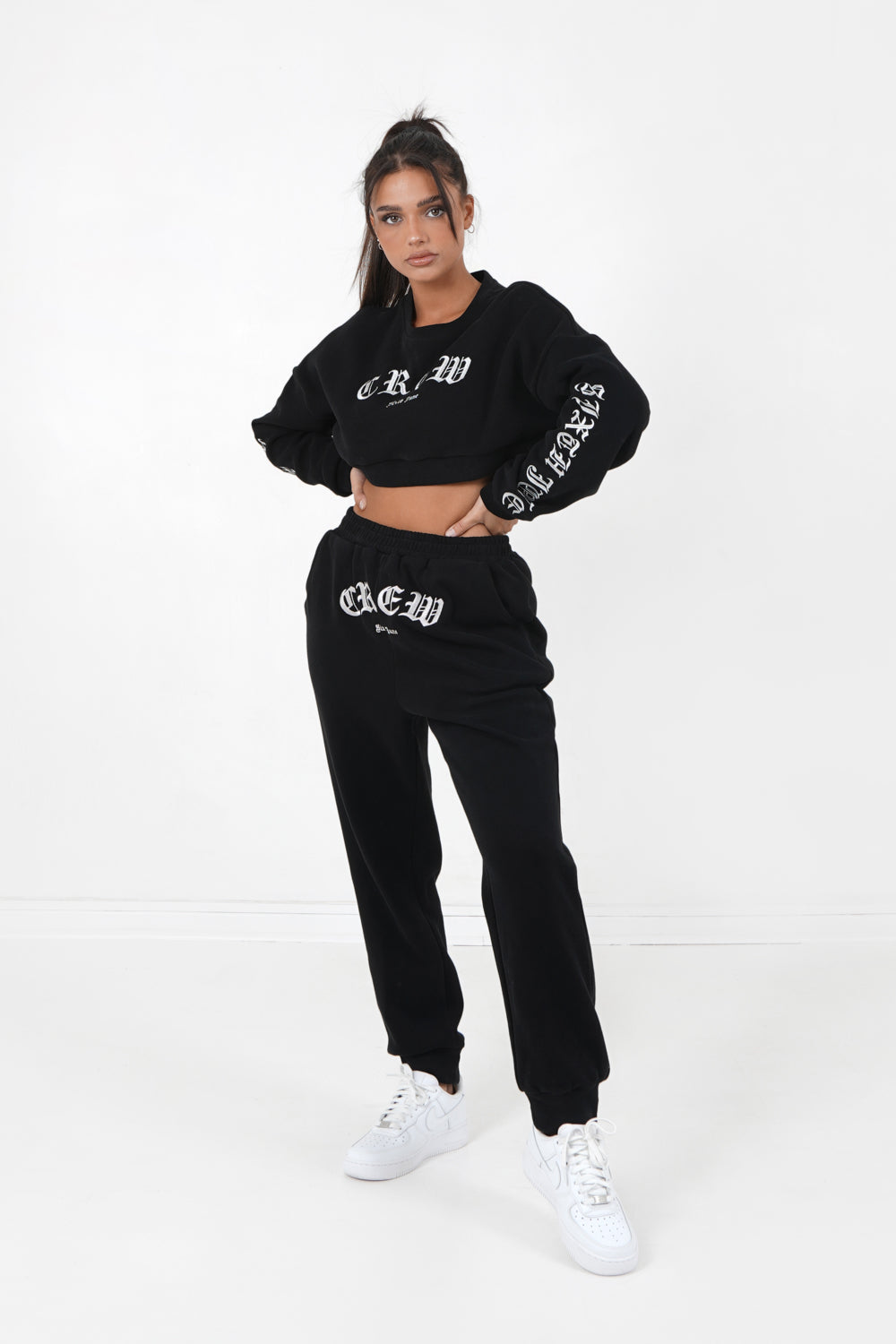 Sixth June - Sweatshirt court CREW gothique Noir