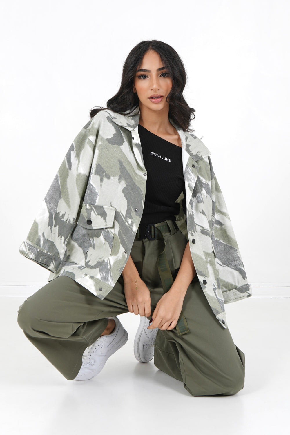Sixth June - Veste camouflage oversize Vert kaki
