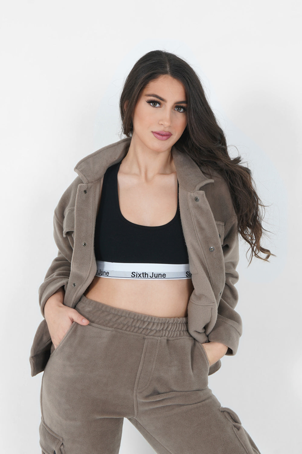 Sixth June - Veste polaire oversize Beige foncé