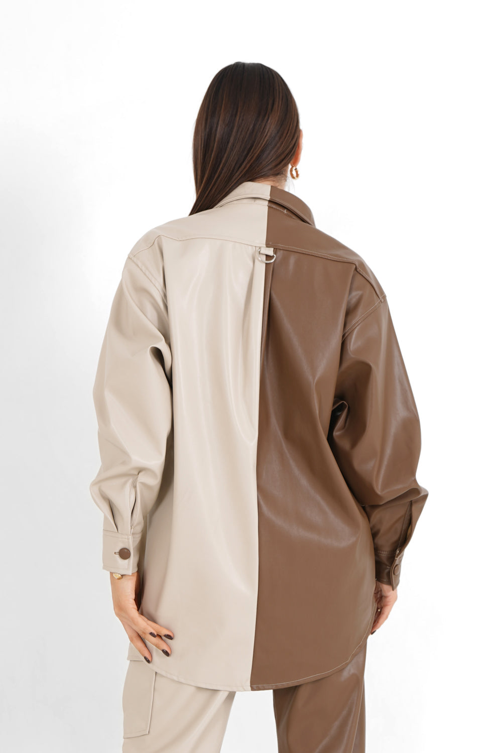 Sixth June - Chemise bicolore simili cuir Beige