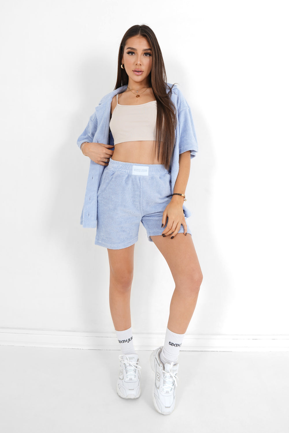 Sixth June - Short monogramme towel Bleu clair