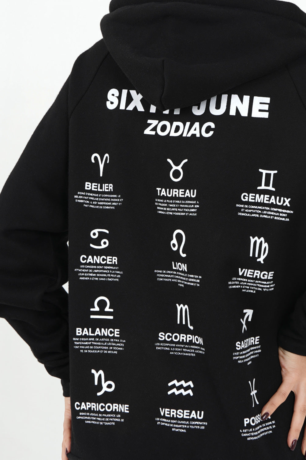 Sixth June - Sweat capuche signes zodiaque Noir