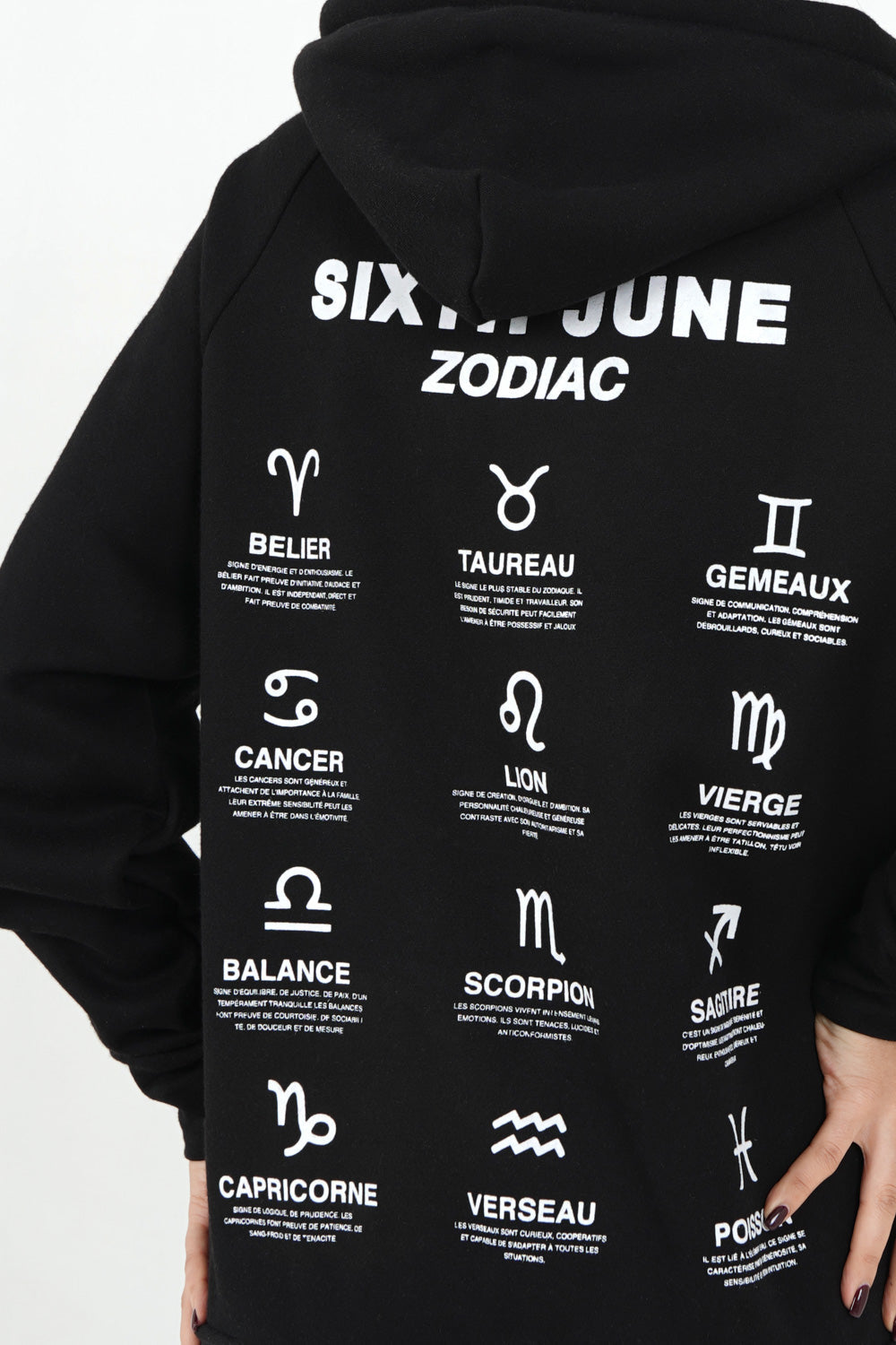 Sixth June - Sweat capuche signes zodiaque Noir