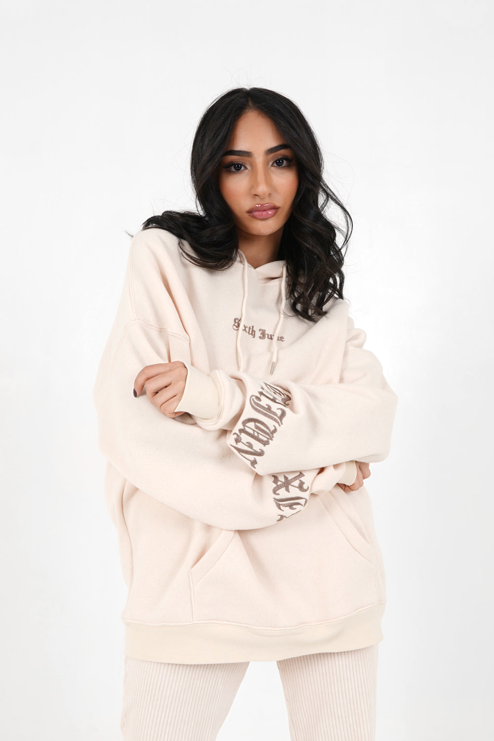 Sixth June - Sweat capuche crew manches Beige