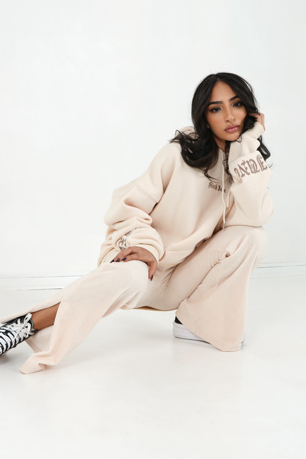 Sixth June - Sweat capuche crew manches Beige