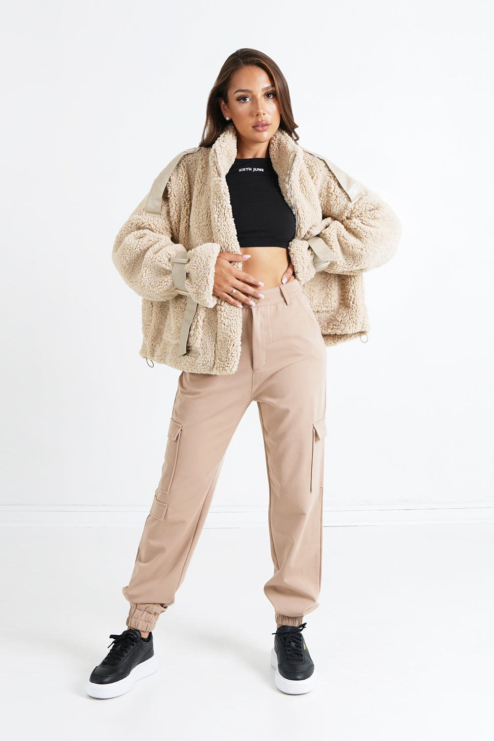 Sixth June - Veste aviateur sherpa Beige