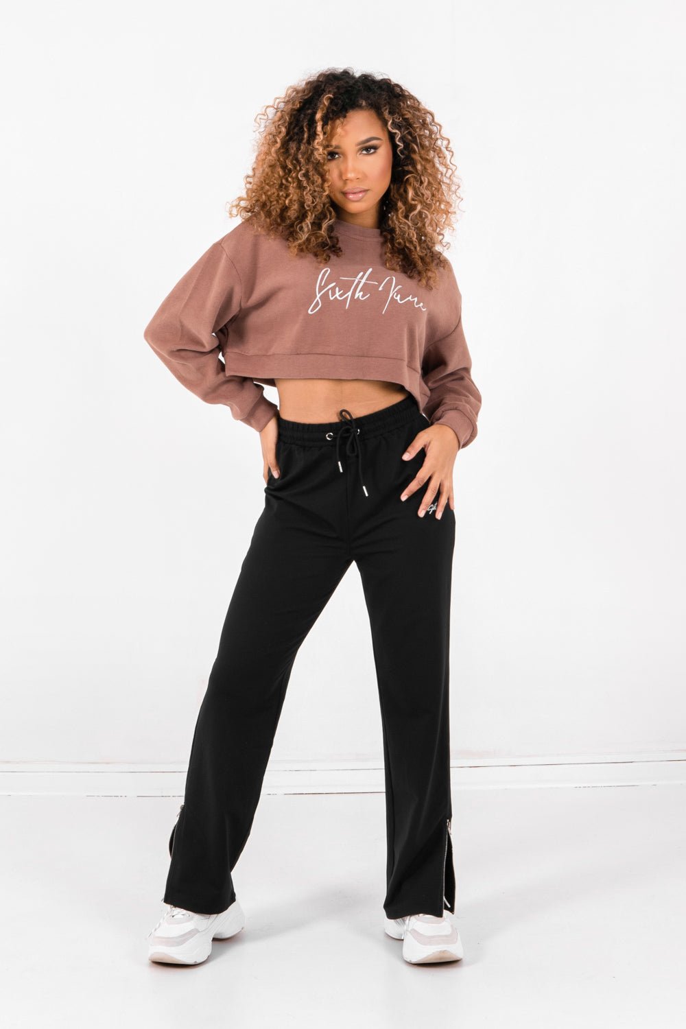 Sixth June - Sweatshirt signature molletonnée Beige foncé