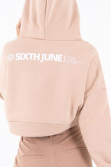 Sixth June - Sweat capuche court logo Beige clair