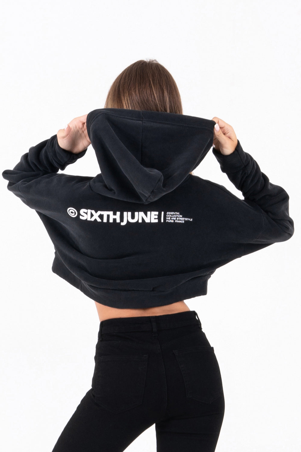 Sixth June - Sweat capuche court logo Noir
