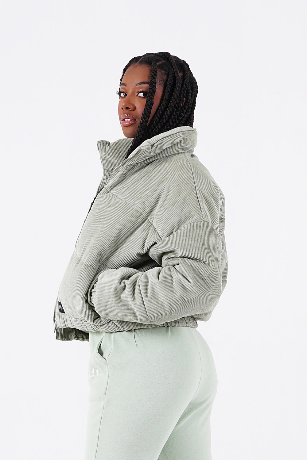 Sixth June - Doudoune courte velours Vert clair