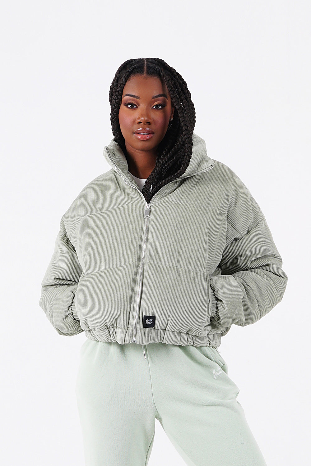 Sixth June - Doudoune courte velours Vert clair