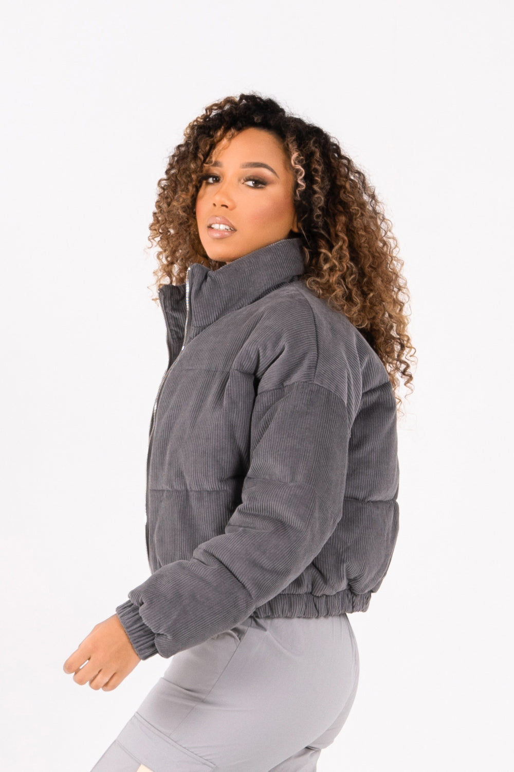 Sixth June - Doudoune courte velours Gris