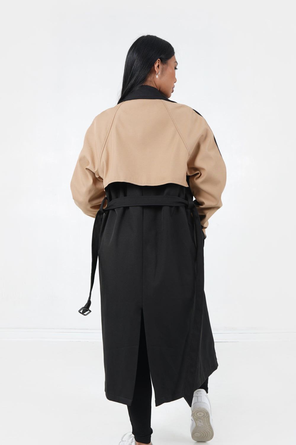 Sixth June - Trench bicolore ceinturé Noir