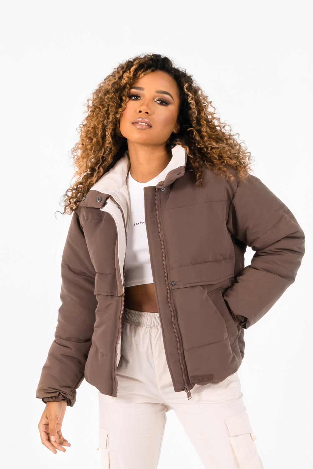 Sixth June - Doudoune oversize matelassée Marron