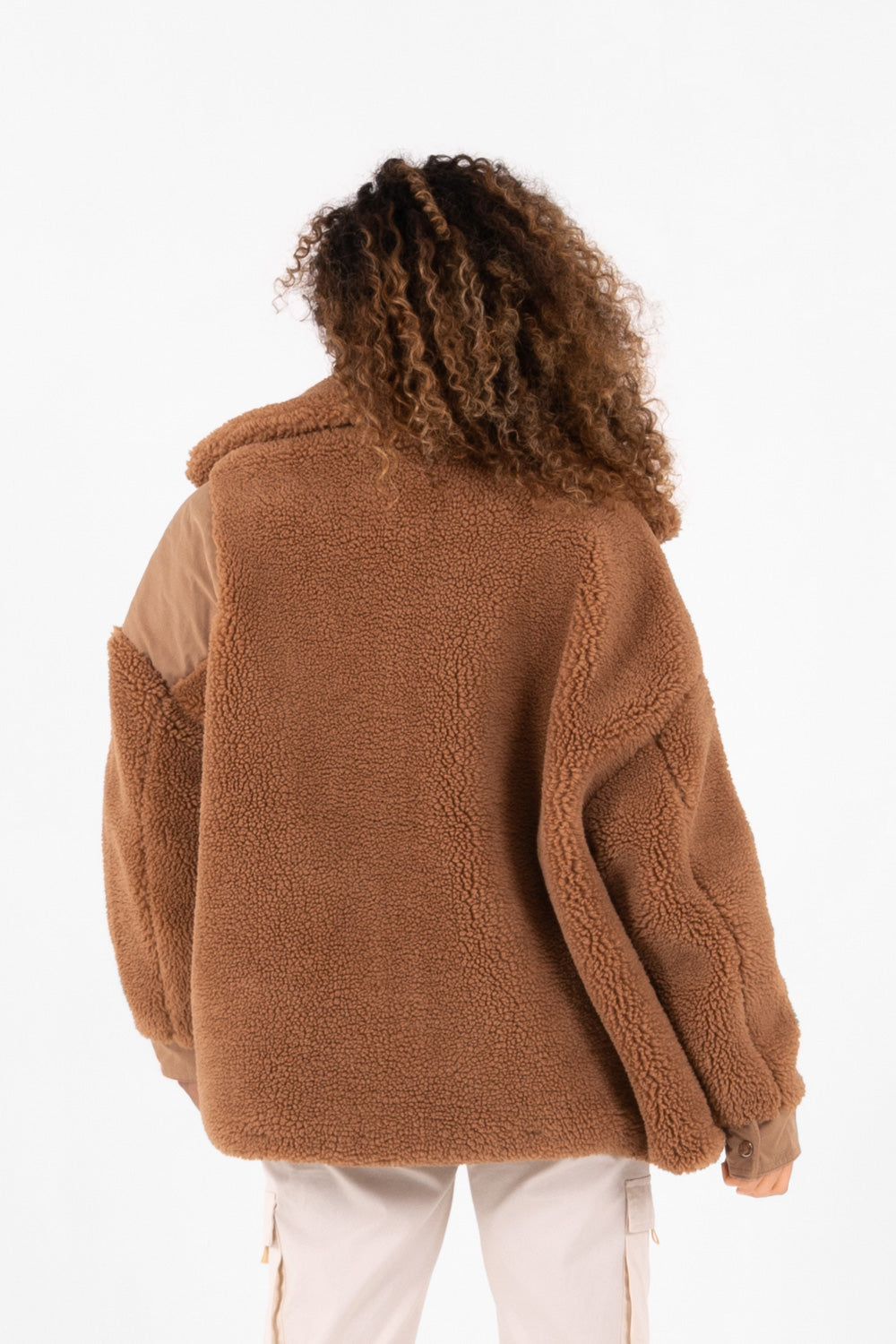 Sixth June - Veste sherpa bi matière Marron