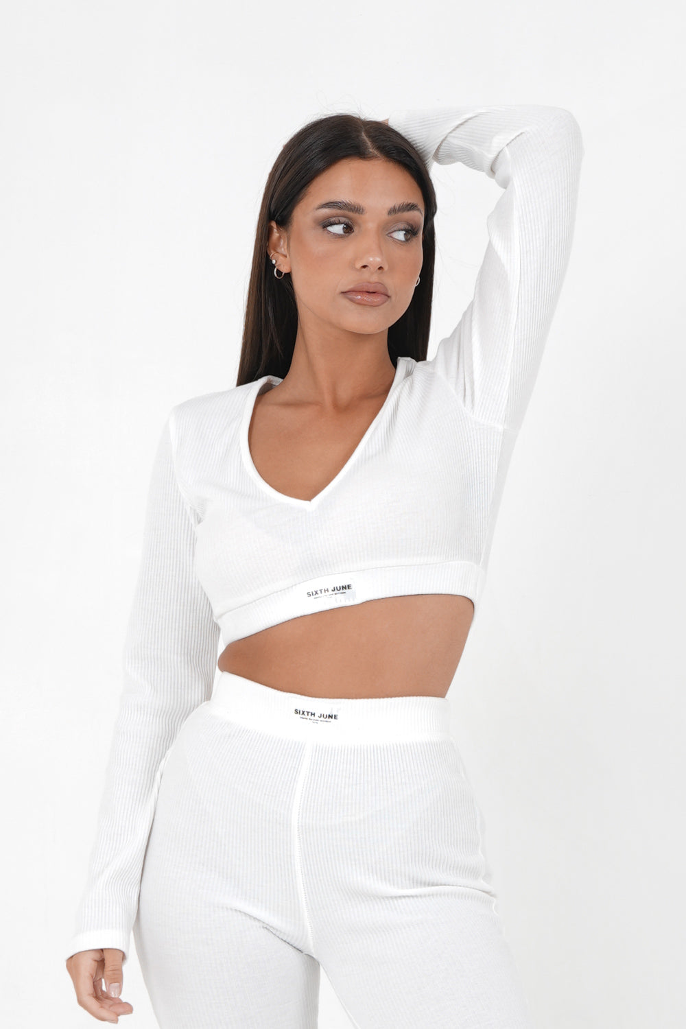 Cropped top long sleeves White