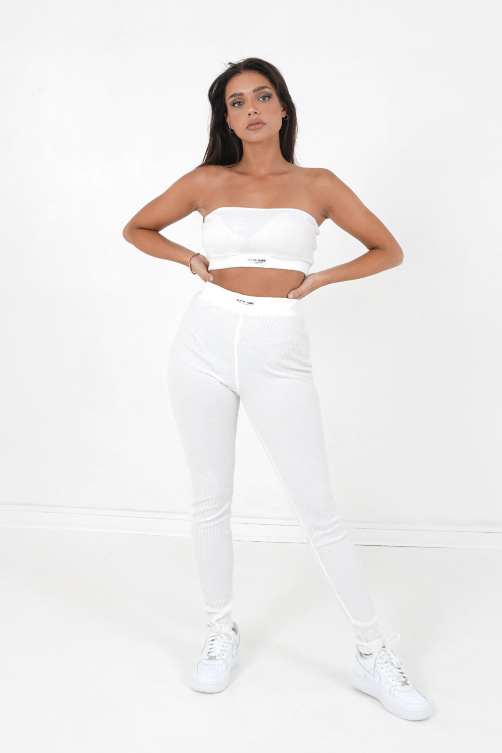 Sixth June - Brassière sans bretelles côtelée Blanc cassé