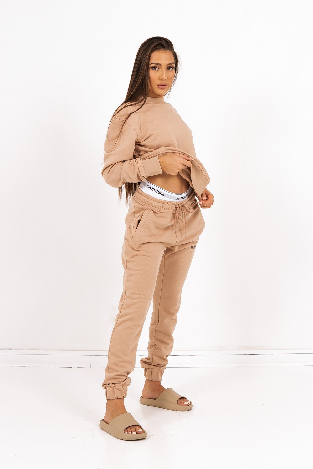 Sixth June - Jogging soft logo brodé Beige