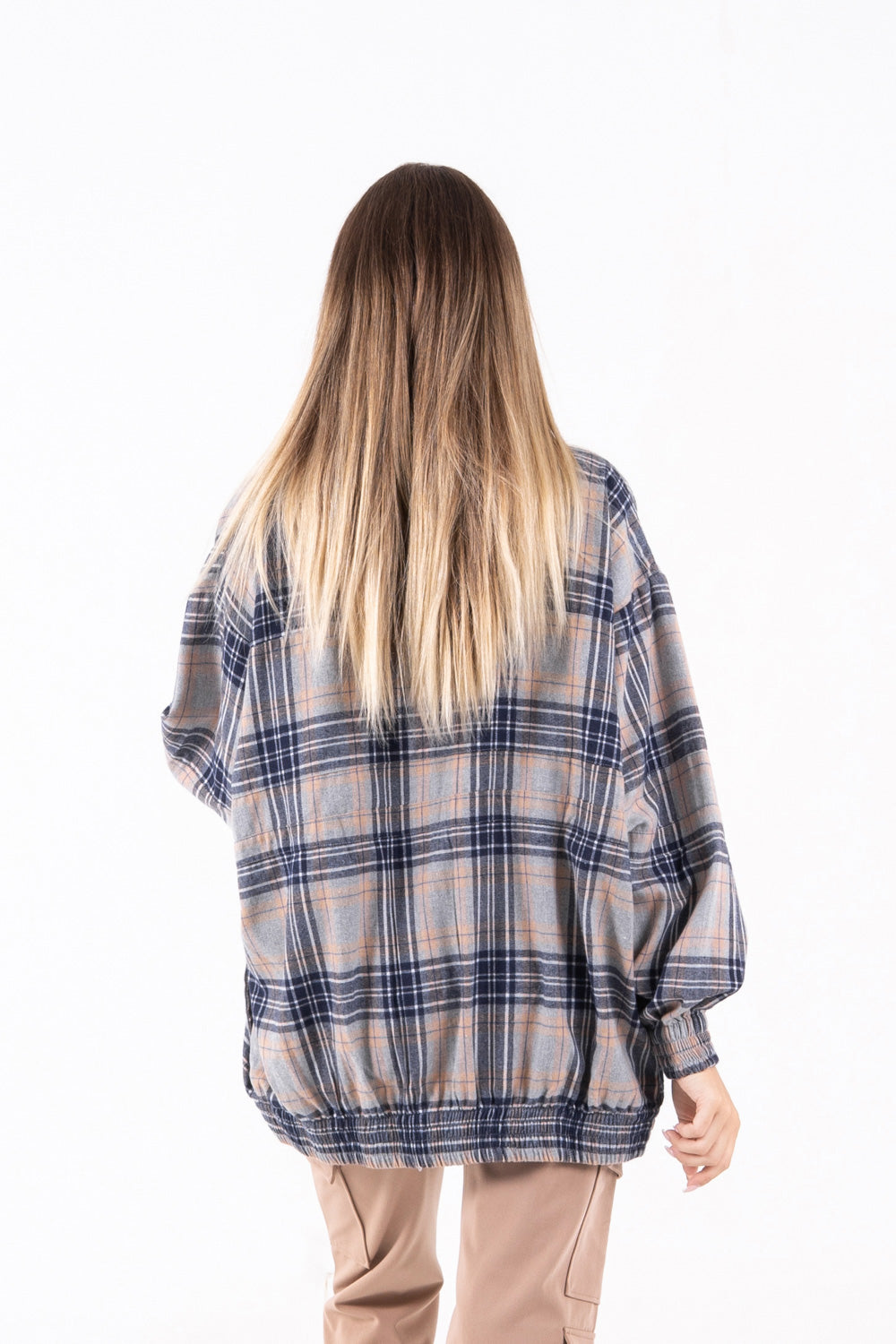 Sixth June - Veste large tartan Beige