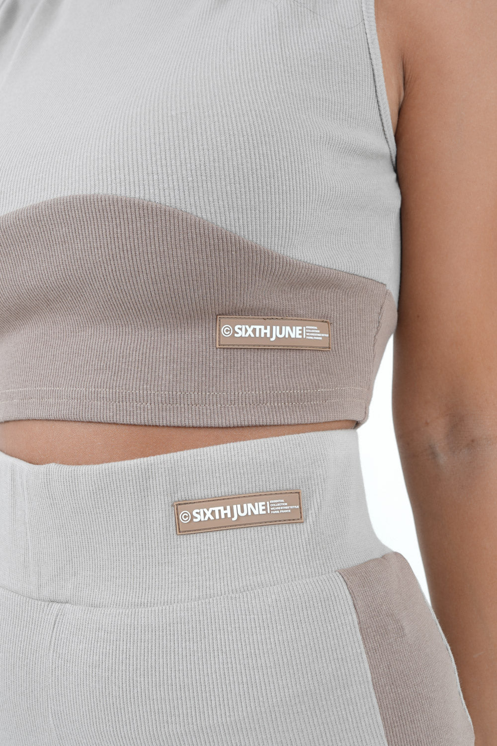 Sixth June - Top bicolor côtelé Beige clair