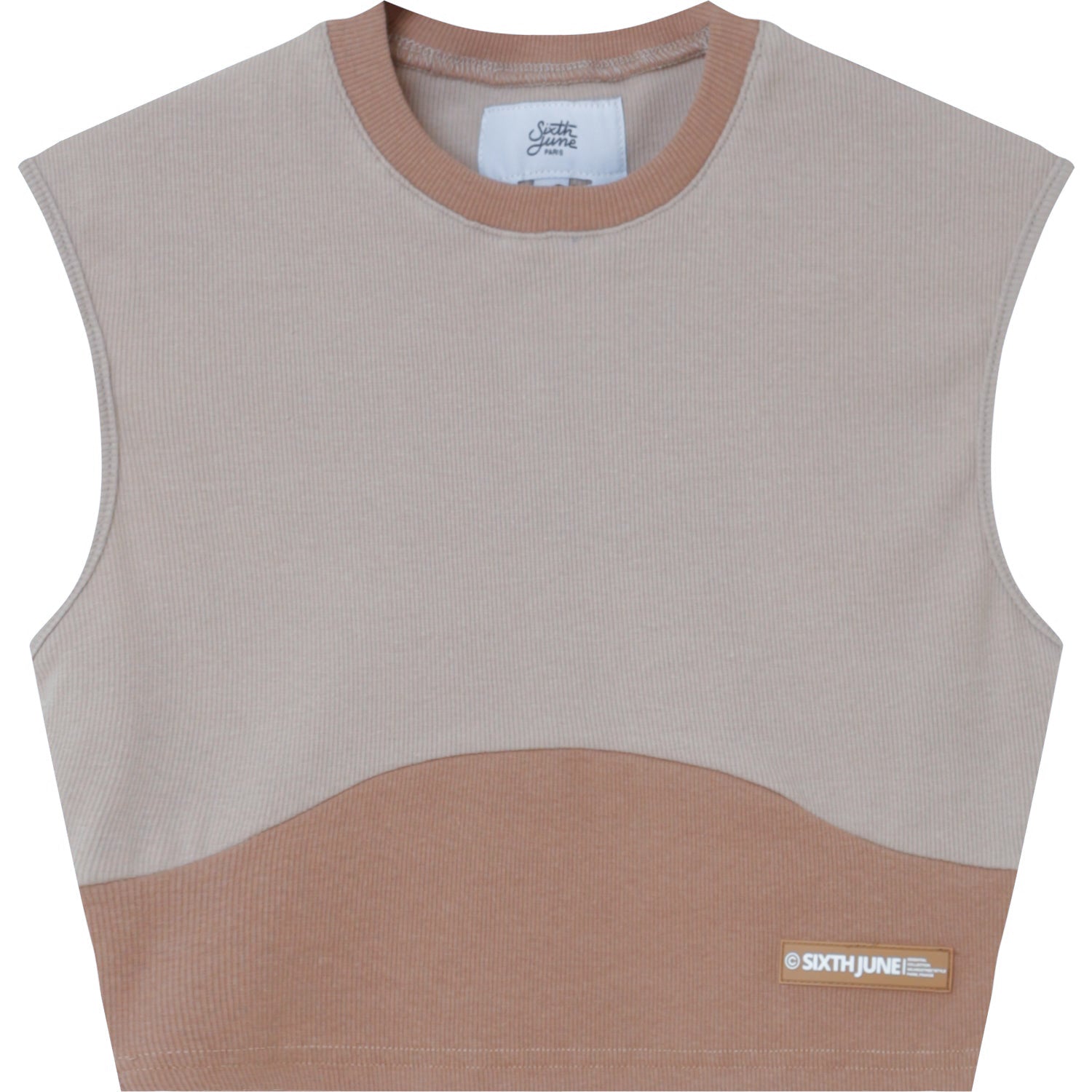 Sixth June - Top bicolor côtelé Beige clair