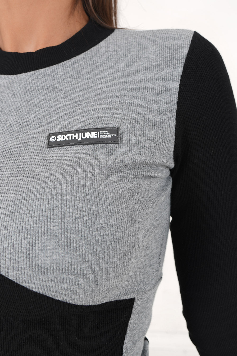 Sixth June - bicolor rib mini dress 33331-BLAC