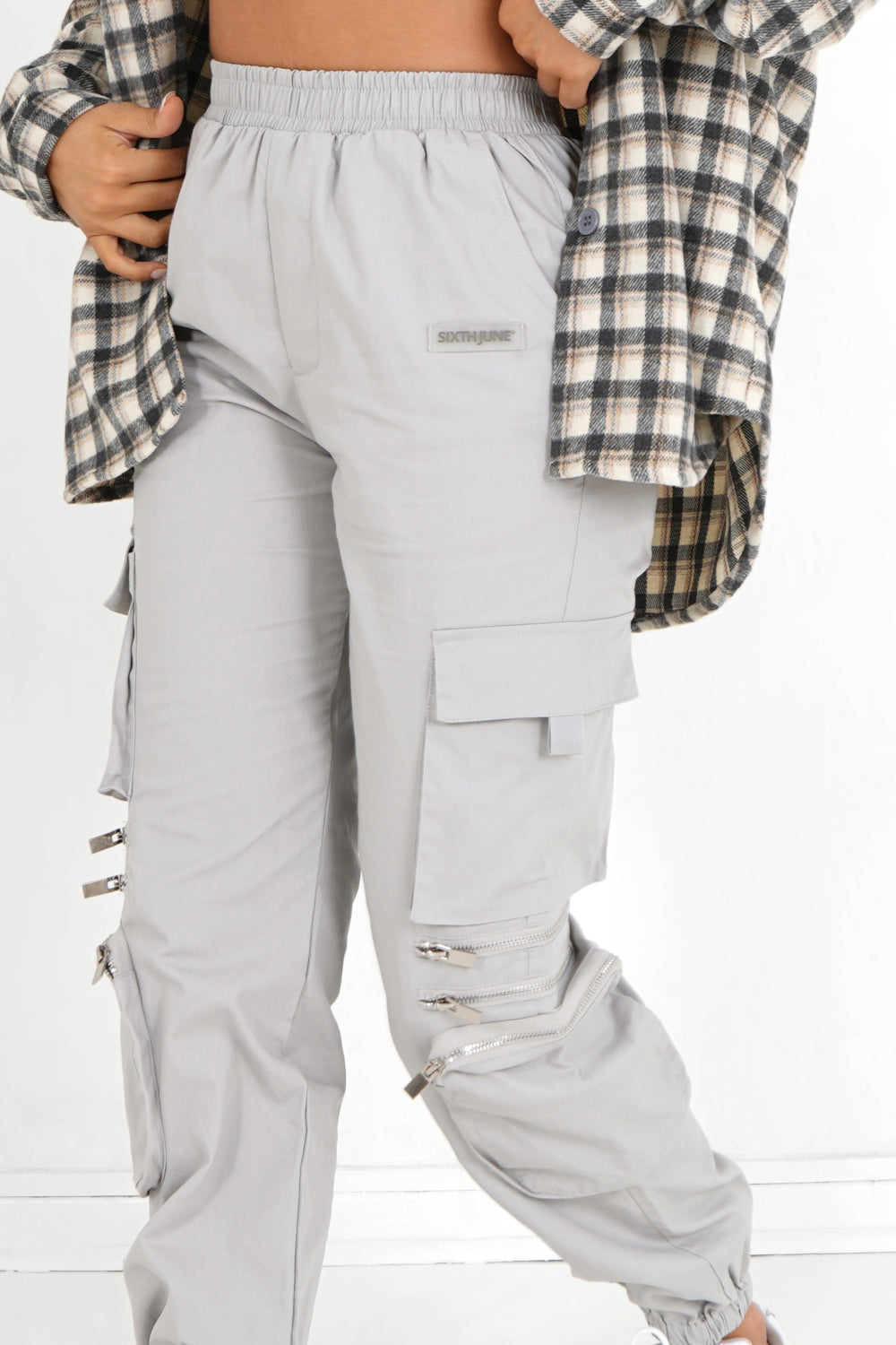 Sixth June - Pantalon cargo multi poches Gris clair