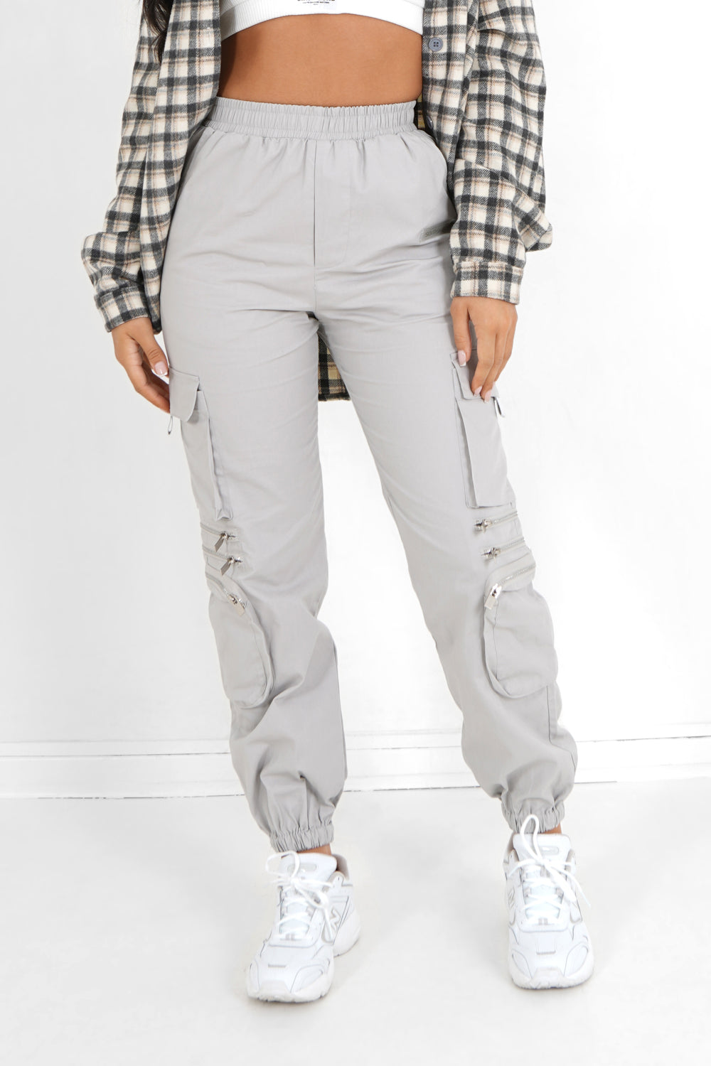 Sixth June - Pantalon cargo multi poches Gris clair