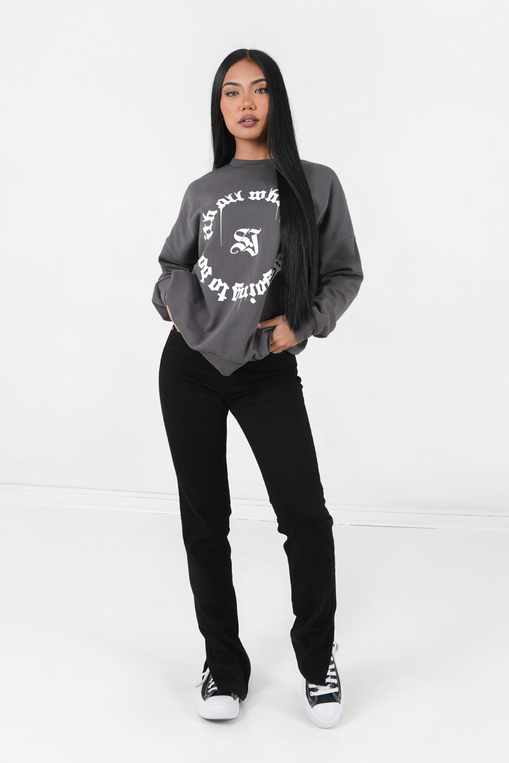 Sixth June - Sweatshirt imprimé oversize Gris