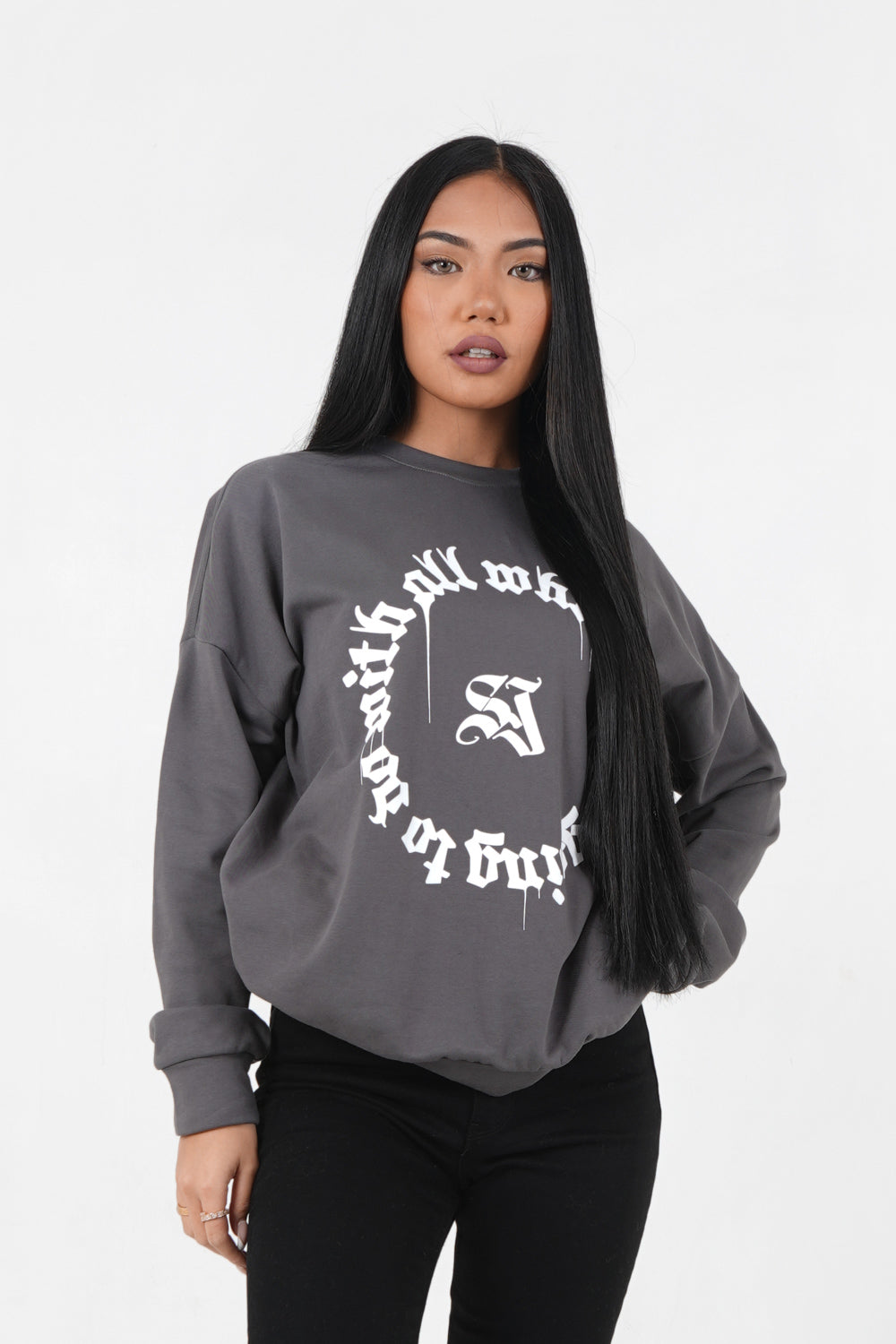 Sixth June - Sweatshirt imprimé oversize Gris