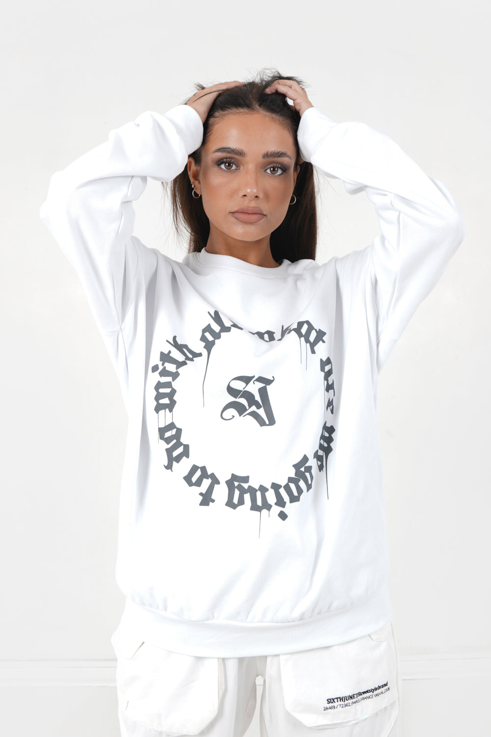 Sixth June - Sweatshirt imprimé oversize Blanc