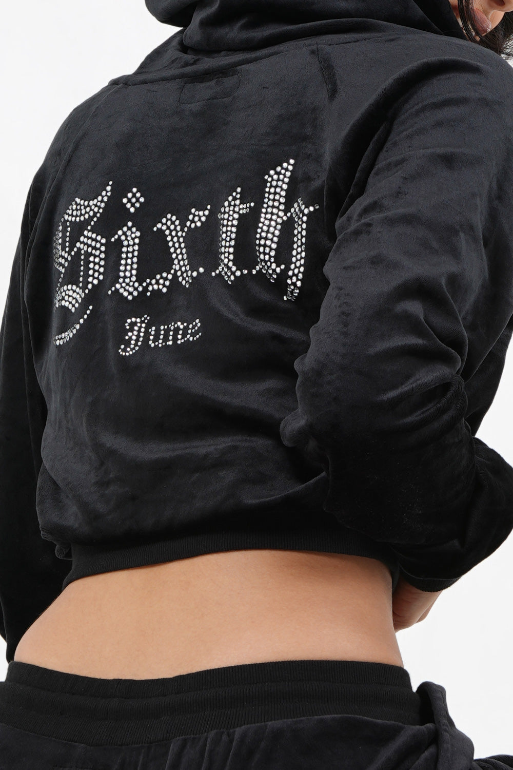 Sixth June - Gilet velours strass Noir