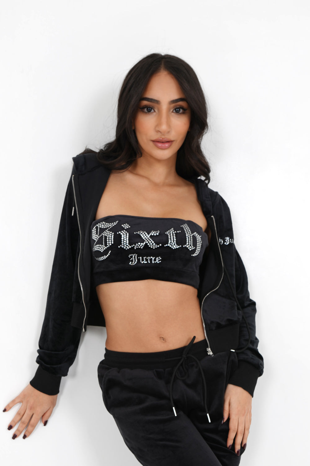 Sixth June - Gilet velours strass Noir