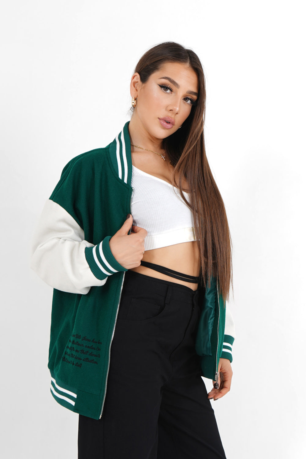 Sixth June - Veste teddy bicolore Vert foncé