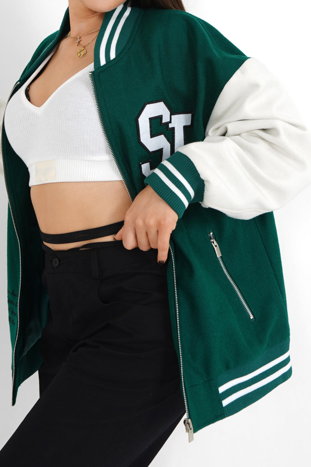 Sixth June - Veste teddy bicolore Vert foncé