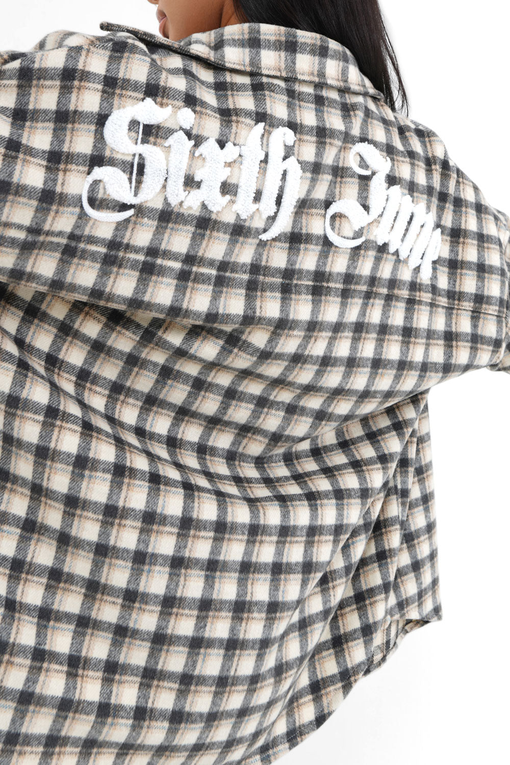 Sixth June - Chemise tartan patch bouclette Gris