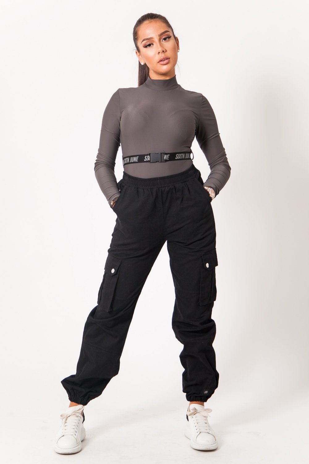 Body boucle manches longues gris