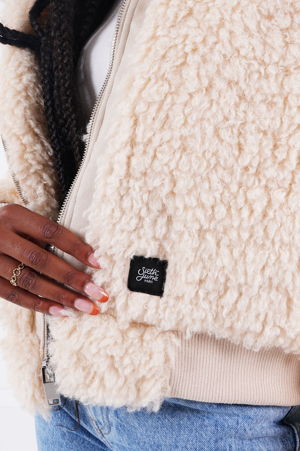 Sixth June - Veste peau mouton courte Beige