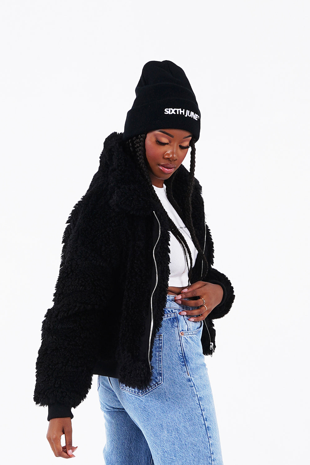 Sixth June - Veste sherpa courte Noir