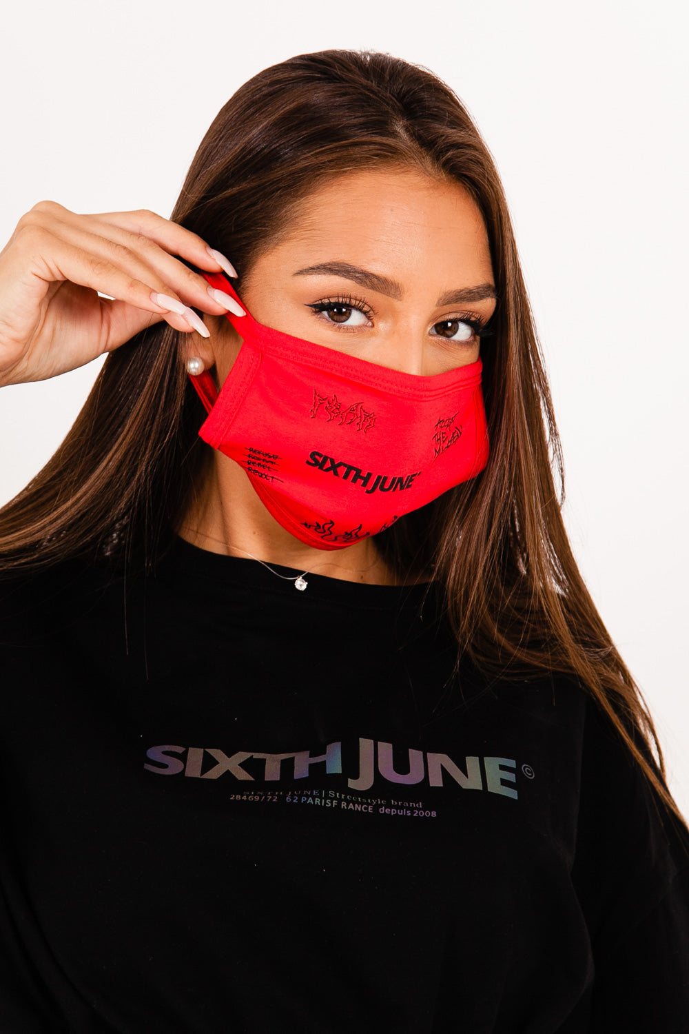 Sixth June - Masque logo Sixth June rock rouge