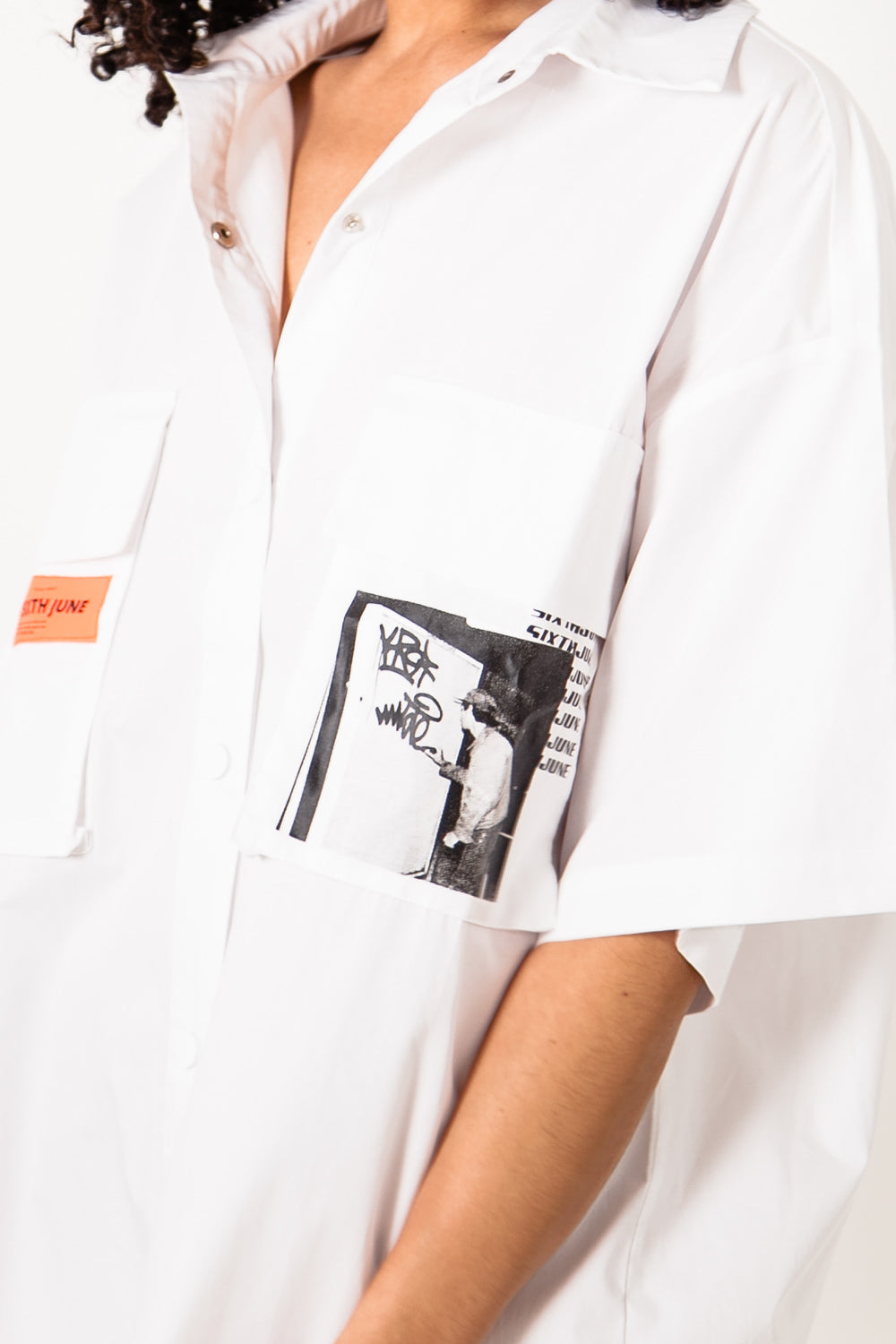 Sixth June - Robe chemise graphique blanc