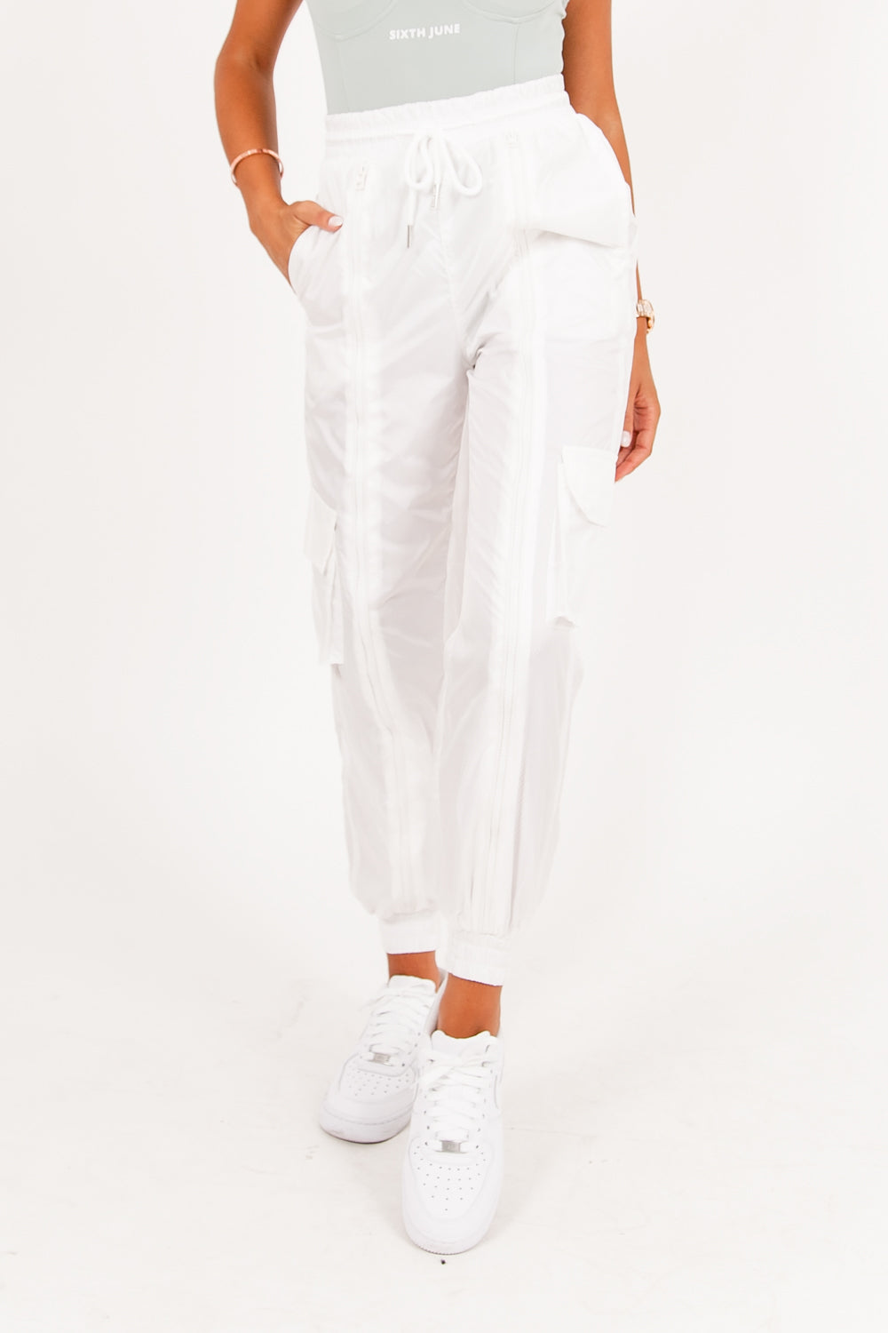 Sixth June - Jogging vinyle fermeture blanc