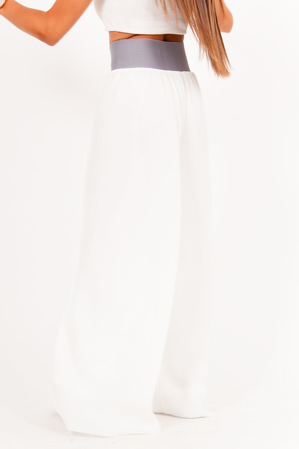 Sixth June - Pantalon large ceinture logo blanc