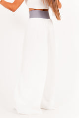 Sixth June - Pantalon large ceinture logo blanc